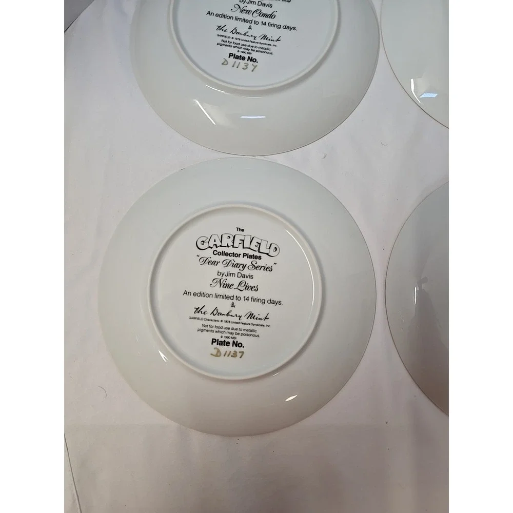 4Vintage Danbury Mint Collector Plates Garfield Cat Jim Davis Comic Strip